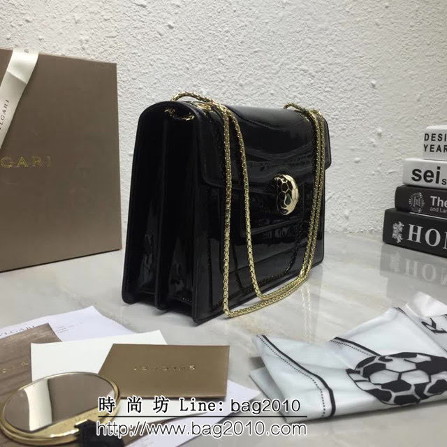 BVLGARI寶格麗 專櫃新品 升級版牛漆皮 雙層蛇頭包 鏈條單肩斜挎包 B35106 FYD1388